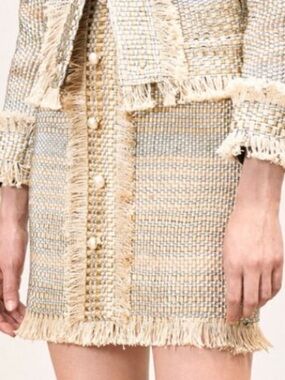 Uterque Tweed Fringe skirt